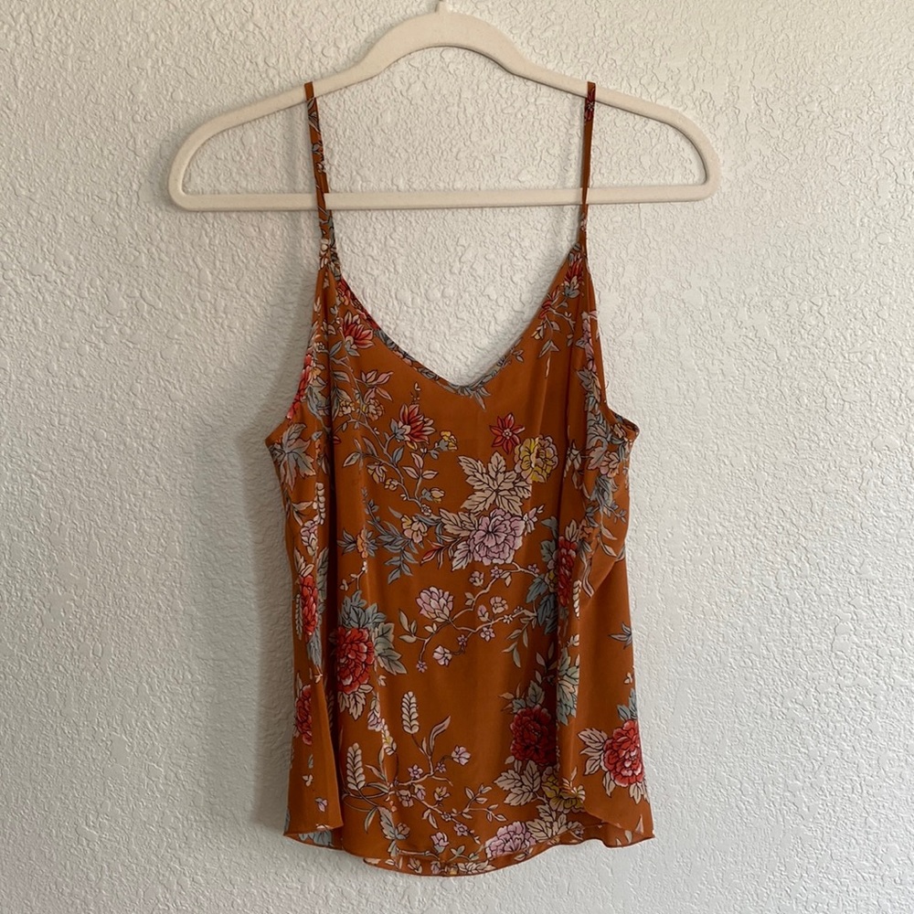 Aritzia Wilfred Brown Floral Silk Tank, M